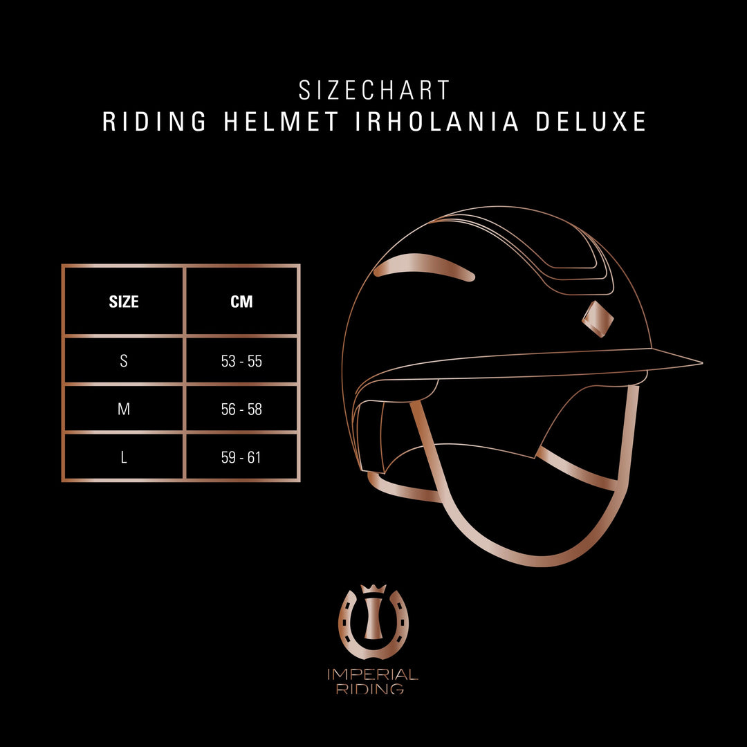 Imperial Riding Helmet IRHOlania Deluxe Navy & Rosegold Glitter big visor 56-58cm