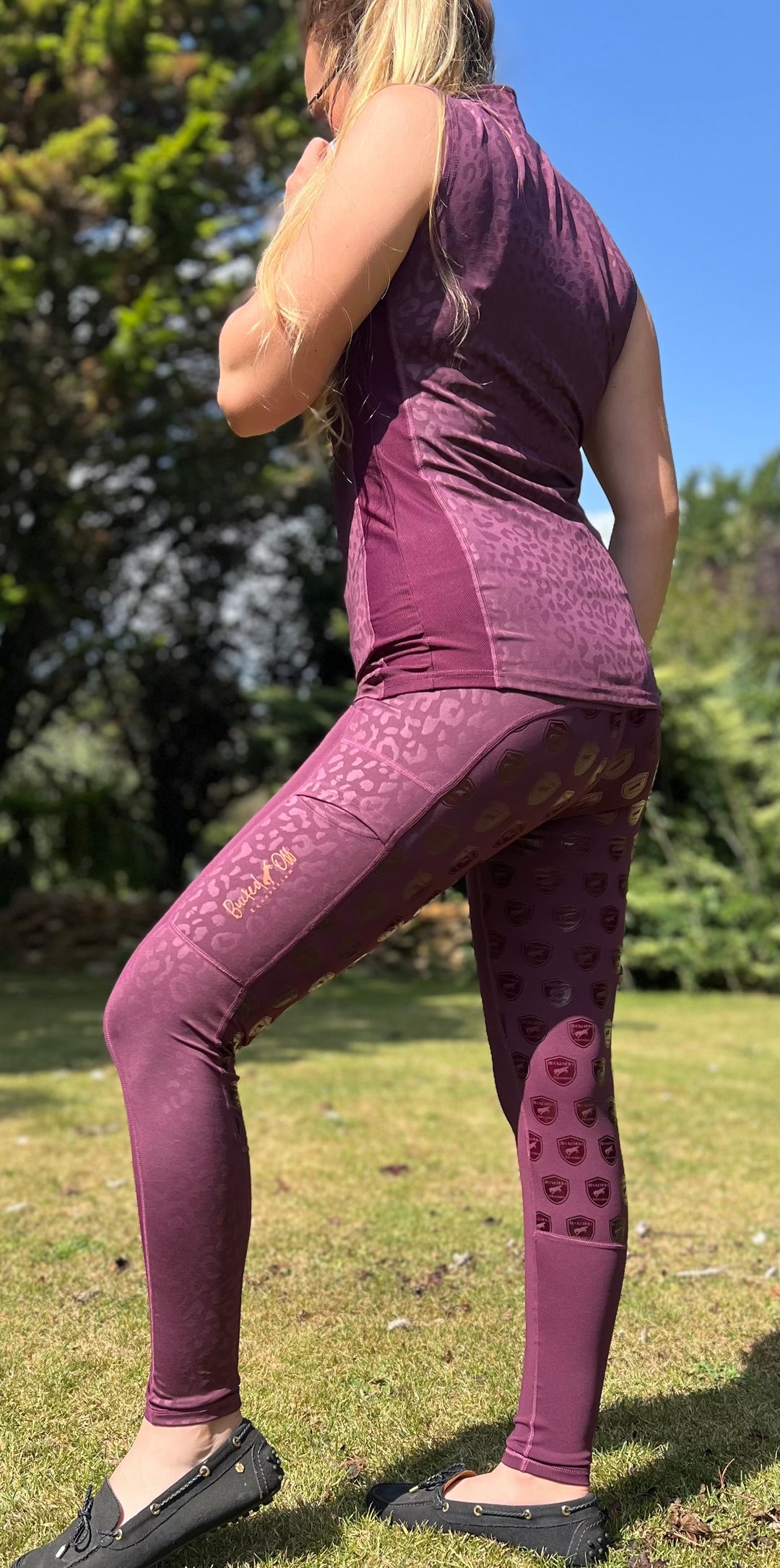 BOE Original Riding Leggings Burgundy with pattern