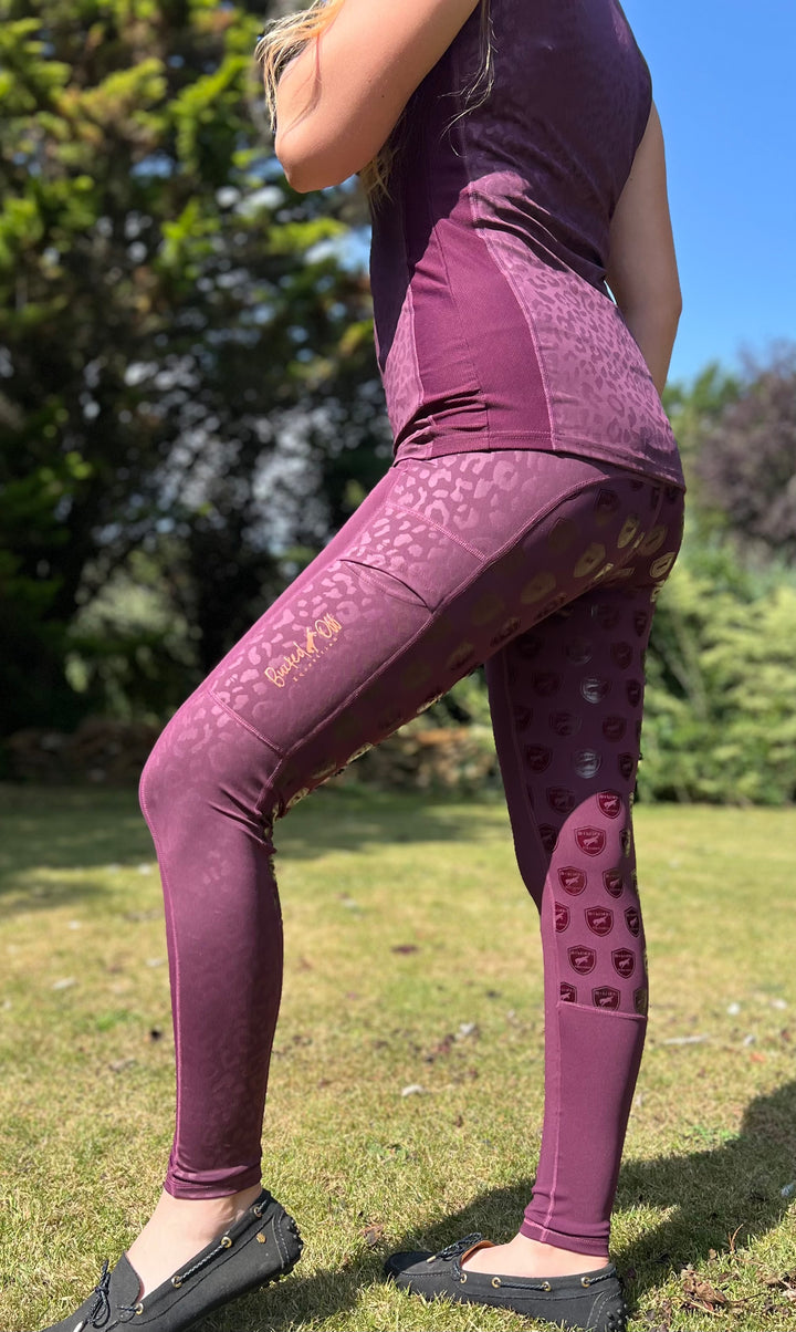 BOE Original Riding Leggings Burgundy with pattern