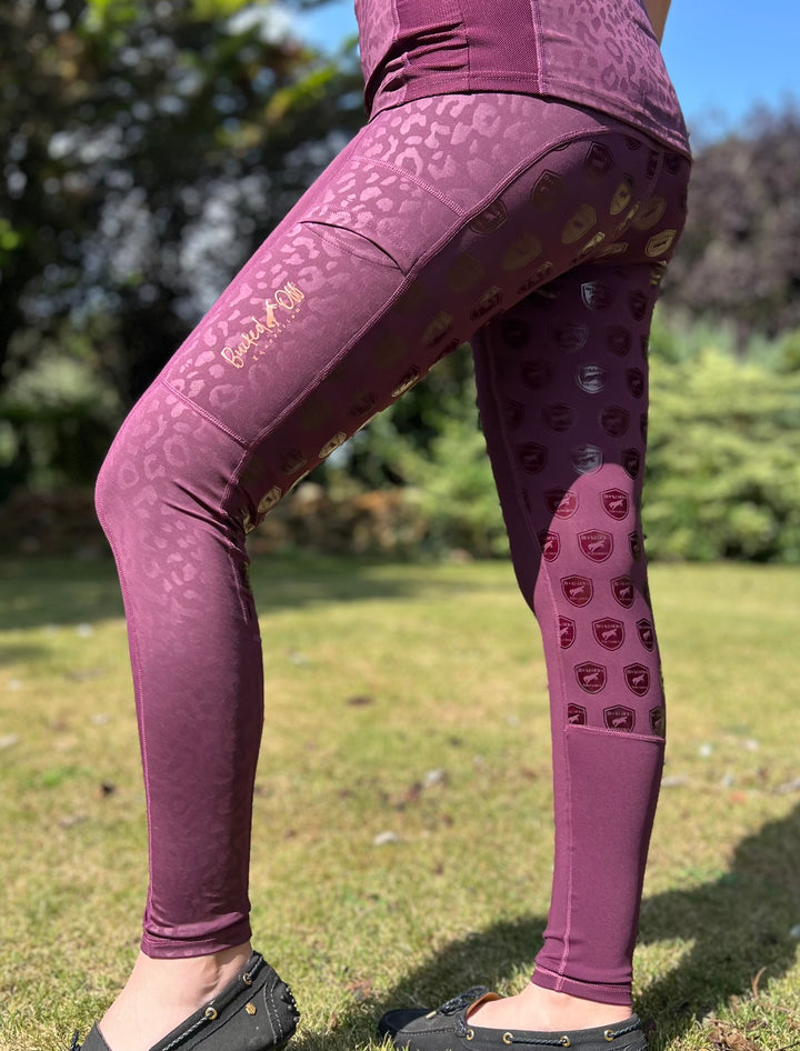 BOE Original Riding Leggings Burgundy with pattern