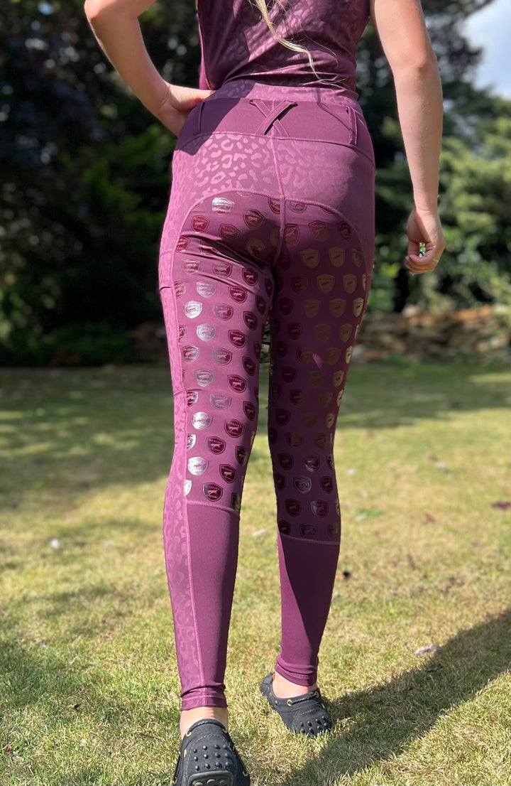 BOE Original Riding Leggings Burgundy with pattern