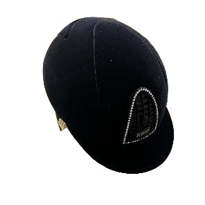 KEP Cromo 1 Black VELVET WITH  CRYSTALS + BEIGE CHIN STRAP (MEDIUM SHELL 51-58CM)